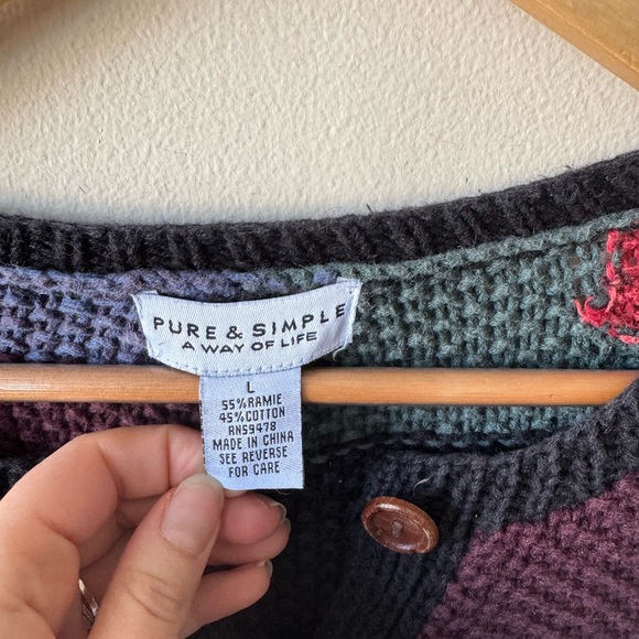 Vintage Multicolor Patchwork Knit Cardigan - Picture 6 of 8